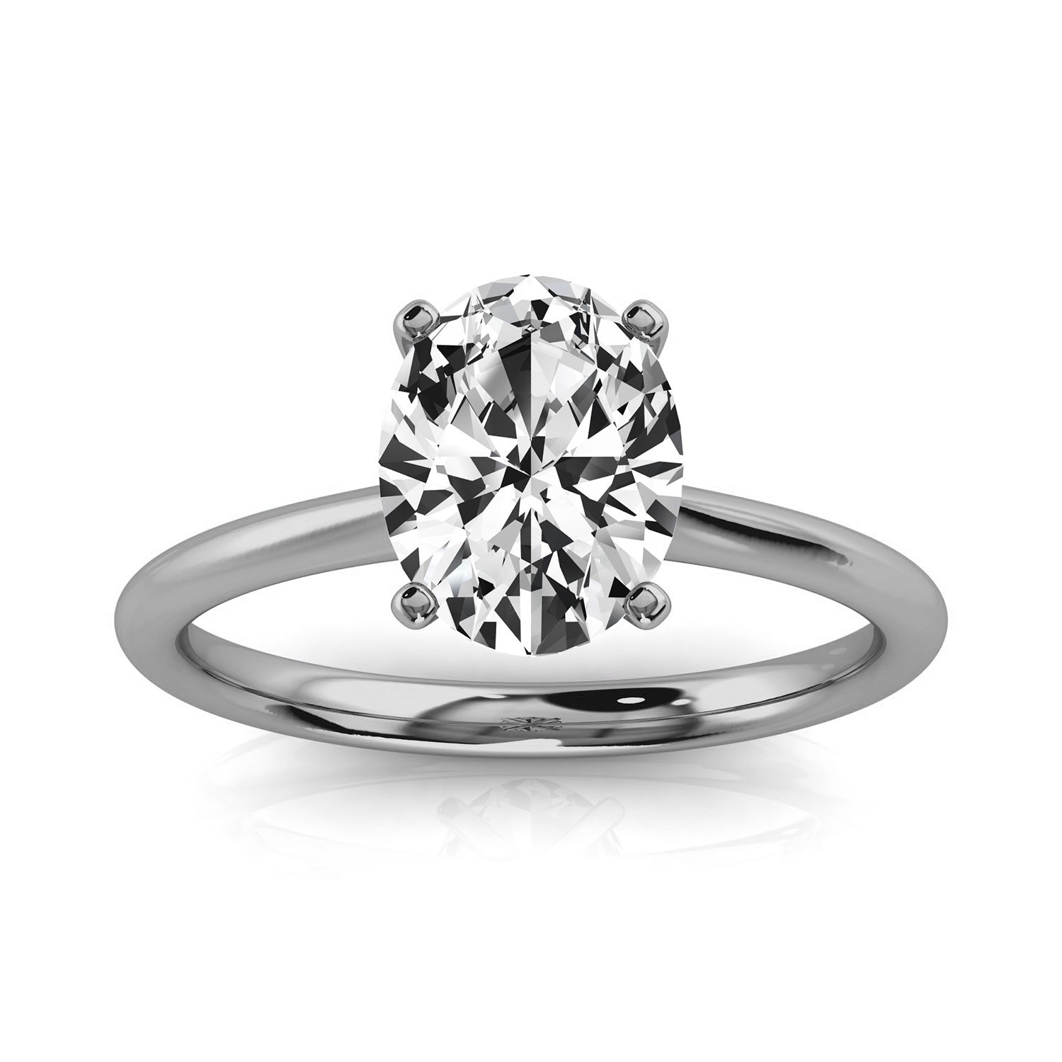 14K White Gold Reli 2 MM Solitaire Ring